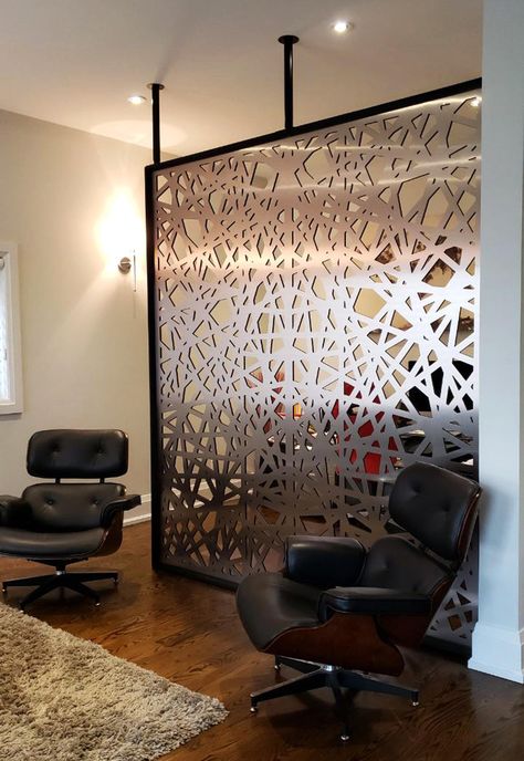 Wall Partition Design, Metal Room Divider, Decorative Room Dividers, Divider Design, Room Divider Walls, Divider Screen, Living Room Partition, Panel Room Divider, Living Room Partition Design