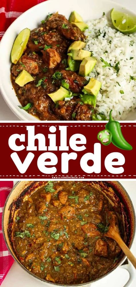 The BEST chili verde recipe! Tender and full of flavorful spices, this pork chili verde is an easy dinner idea you'll want to have again and again. Check out what to serve with this Mexican stew for a simple family meal! Authentic Chile Verde, Best Chili Verde Recipe, Green Chili Pork Stew, Pork Stew Meat Recipes, Pork Chili Verde, Chile Verde Recipe, Pork Verde, Mexican Pork Recipes, Pork Chile Verde