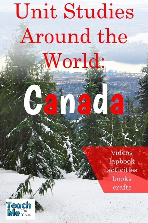 Traveling the world through unit studies is an exciting way to study world geography for elementary students! Explore Canada in this homeschool geography unit study- books, lapbook, crafts, and more! Unit studies are a great introduction to world geography for kids. Canada Unit Study, World Geography Lessons, Canada For Kids, Geography Homeschool, Homeschool Themes, Geography Lesson Plans, All About Canada, Country Study, Kindergarten Units