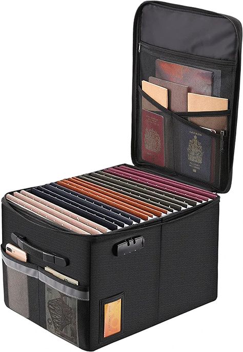 File Box Organization, Office Safe, Office Organization Files, Office Organisation, Box File, Box With Lock, Portable Office, Document Organizer, Folder Organization