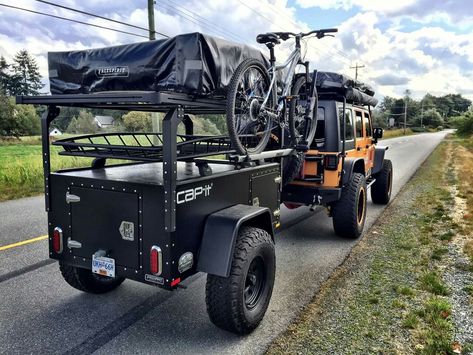 Jeep Camping Trailer, Micro Camper Trailers, Camping Gear Diy, Camping Trailer Diy, Jeep Trailer, Cargo Trailer Conversion, Diy Camper Trailer, Cargo Trailer Camper, Kayak Trailer