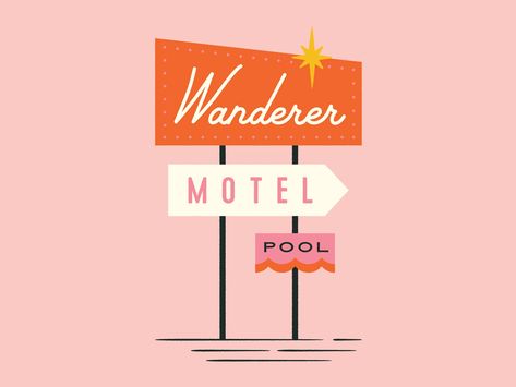 Motel Sign, Googie Architecture, Vintage Motel, Hotel Ads, Mid Century Illustration, Retro Sign, Retro Theme, Graphic Elements, Sign Printing