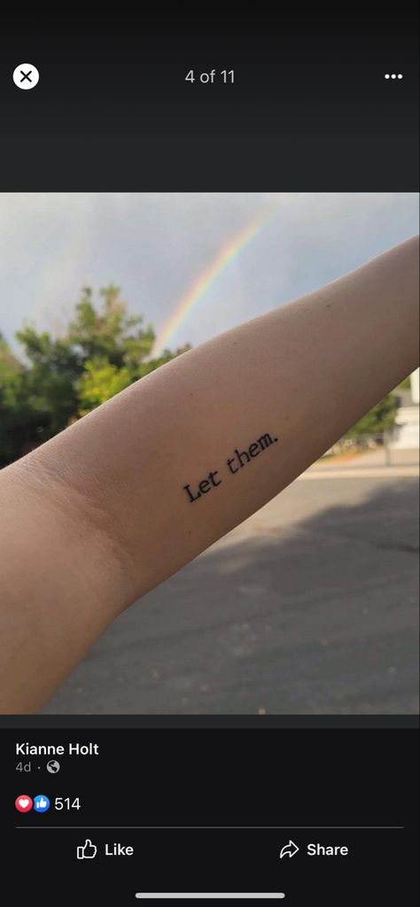 Let Me Tattoo, Just Let Them Tattoo, Small Let Them Tattoos, Let Them Arrow Tattoo, Let Go Of The Past Tattoos, Meaning Behind Let Them Tattoo, Let Them Tattoo Wrist, Tattoo Ideas Let Them, Let Them Tattoo Ideas On Wrist