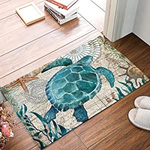 INSIDE USE: 23.6" x 15.7",suitable for inside entry way rug,kitchen,bedroom,bathroom entryway,etc.
LOW-PROFILE DESIGN: Anti-skid heavy backing provides excellent grip for tile, hardwood, laminate, vinyl, linoleum, etc.Low-profile to reduce chances of tripping. Sea Turtle Bathroom, Turtle Bathroom, Front Doormat, Entrance Mats, Door Mat Indoor, Rugs For Bathroom, Bathroom Bath Mats, Beachy Decor, Indoor Door Mats