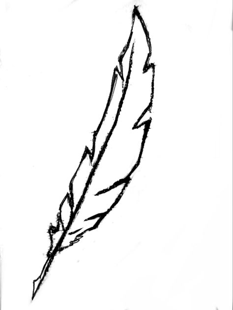 Quill Drawing Feather, Ink Feather Drawing, Black Feather Drawing, Crow Feather Drawing, Owl Feathers Drawing, Quill Pen Drawing, Simple Feather Drawing, Feather Pen Drawing, Simple Feather Tattoo