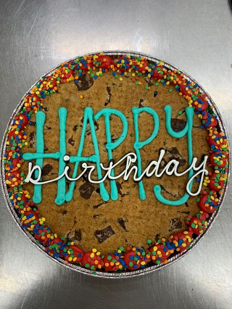 Birthday Cookie Cakes Decorated, Mens Cookie Cake, 20th Birthday Cookie Cake, Large Cookie Decorating Ideas, Funny Cookie Cakes, Decorating Cookie Cakes, Decorating A Cookie Cake, Decorated Cookie Cake Ideas, Disney Cookie Cake