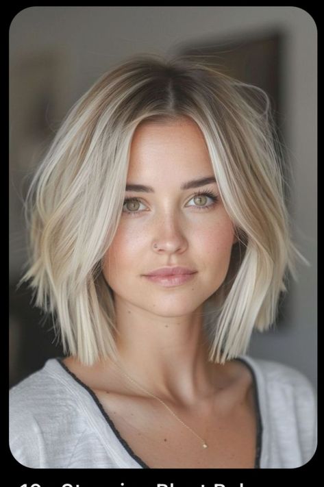 #BlondeHairGoals #BlondeTransformation #HairMakeover #BlondeBeauty #BlondeAmbition #HairInspo #BlondeBombshell #BlondeJourney #NewHairWhoDis #BlondeVibes #HairTransformation #BlondeLife #BlondeHighlights #BlondeObsessed #BlondeMagic Miranda Derrick Hair, Summer Blonde Hair Short, Short Hair Blonde Highlights, Haircuts For Square Faces, Blonde Hair Tips, Perfect Blonde Hair, Hairstyle For Women, Blonde Hair Transformations, Blonde Bob Hairstyles