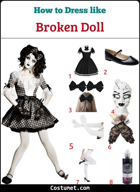 Broken Doll Halloween Costume, Cracked Mask, Scary Doll Costume, Creepy Doll Halloween Costume, Broken Doll Halloween, Creepy Doll Costume, Broken Doll Costume, Doll Makeup Halloween, Porcelain Doll Costume