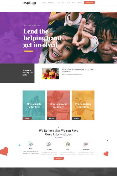 Oxpitan - Nonprofit Charity WordPress Theme is a WordPress theme specifically designed for nonprofit organizations and charity websites. It offers a range of features and functionalities to help you create an impactful and professional online presence for your nonprofit organization. Non Profit Newsletter Design, Campaign Website Design, Preschool Website Design, Non Profit Website Design, Community Website Design, Charity Website Design, Non Profit Website, Kids Websites, Nonprofit Website Design