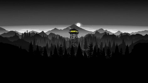 Pines Fire Watch Tower, Firewatch Tower, Desktop Wallpaper Simple, Desktop Wallpaper Black, Fire Watch, Minimalist Desktop Wallpaper, Iphone Wallpaper Blur, Wallpaper Notebook, Laptop Wallpaper Desktop Wallpapers