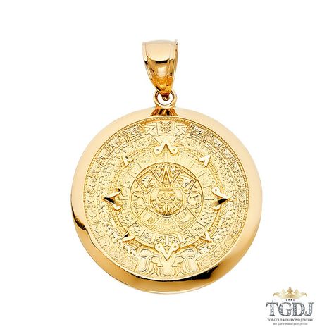 Tradesy | Yellow Gold Calendario Azteca Pendant 14K Ch Sun Calendar, Aztec Calendar, Gold Sun, Great Gifts For Men, Gold Diamond Jewelry, Large Jewelry, Gold Polish, Coin Necklace, Fine Jewellery Necklace