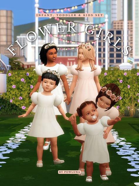 FLOWER GIRLS | Patreon Toddler Wedding Dress, Ts4 Kids, Sims Wedding, Sims 4 Wedding Dress, Sims 4 Toddler Clothes, Kids Maxi, Sims Baby, Sims 4 Cc Kids Clothing, Sims 4 Mods Cc