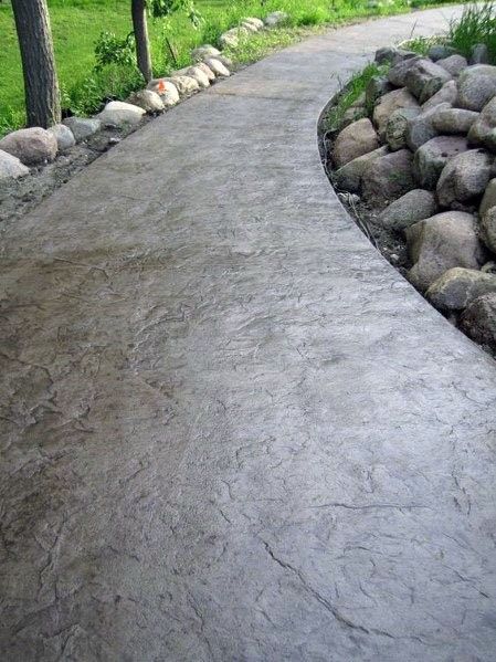 Concrete That Looks Like Stone, Textured Concrete Patio, Concrete Walkway Ideas, Dyed Concrete, Concrete Paint Colors, Stamped Concrete Walkway, Sidewalk Landscaping, New Patio Ideas, Cheap Landscaping Ideas