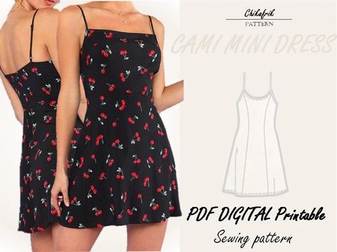 Dress Pattern PDF Sewing Patterninstant Download 7 Printable | Etsy Dress Patterns Short, Cami Dress Pattern, Mini Dress Pattern, Bustier Pattern, Summer Dress Sewing Patterns, Clothing Making, Sewing Dress, Summer Mini Dress, Summer Dress Patterns