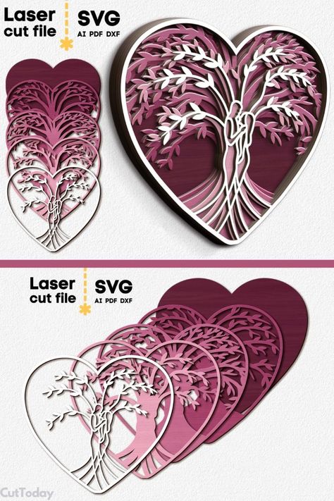 Use this beautiful SVG file to create your own unique Tree of Life project! Perfect for wood signs, wall art, and more.  #treeoflifesvg #cricutsvg . #Couture #Sculpfun_S9_Laser_Projects #Layered_Cricut_Projects #Engraver_Projects Engraver Projects, Tree Of Life Svg, Wood Laser Ideas, Laser Cut Decor, Laser Cut Wood Earrings, Laser Cut Wood Crafts, Laser Engraved Ideas, Diy Valentines Decorations, Unique Trees