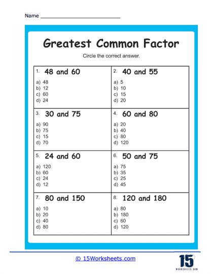 Find the GCF Worksheet - 15 Worksheets.com Gcf Worksheet For Grade 5, Greatest Common Factor Worksheet, Multiplying Fractions Worksheets, Lcm And Gcf, Greatest Common Factor, Mental Maths Worksheets, Mental Maths, Greatest Common Factors, Simplifying Fractions