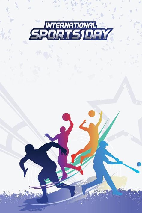 Sports Background Vector. International Sports Day Illustration, Graphic Design for the decoration of gift certificates, banners, and flyer Sports Day Flyer, Sports Day Images, Sports Day Background, International Sports Day, School Sports Posters, Sports Day Banner, Sports Day Games, Sports Day Poster, Sports Illustrations Art