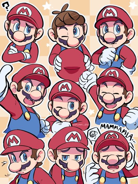 Croquis, Mario Fan Art Anime, Mario Fanart Cute, Mario Characters Fanart, Bowuigi Comic, Super Mario Bros Fanart, Mario Expressions, Bowuigi Fanart, Super Mario Fanart