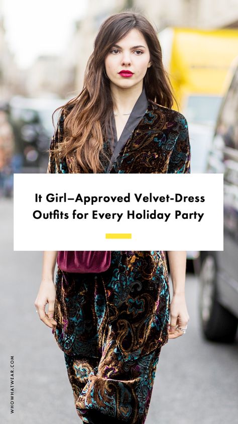 Chic velvet party dresses to shop now Velvet Christmas Outfit, Party Dress Outfit, Velvet Dresses Outfit, Velvet Party Dress, Velvet Christmas, Autumn Clothing, Christmas Sweater Party, Random Style, Velvet Dresses