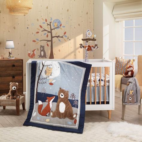 Lambs & Ivy Sierra Sky Blue/Gray Woodland Nursery 3-Piece Baby Crib Bedding Set Patchwork, Gray Woodland Nursery, Nursery Deco, Dream Bedrooms, Sky Brown, Lambs & Ivy, Baby Crib Bedding Sets, Welcome Home Baby, Baby Checklist