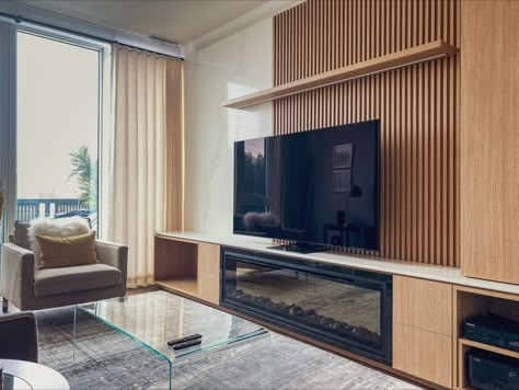 Fireplace tv wall