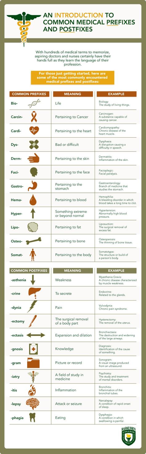 For those of you who don't remember your Latin roots, here are some common medical prefixes and postfixes.  Designed for doctors/nurses in training, but since many of us have to make our own medical decisions, it could be useful for anyone. Autogenic Training, Medical Terminology, Medical Coding, Pre Med, Nursing Tips, Medical Terms, Nursing Study, Nursing Education, Med Student