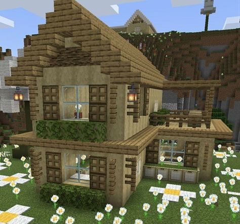 Minecraft Starter House Layout, Minecraft House No Mods, Mc Blueprints, Cute Easy Minecraft Houses, Simple Cute Minecraft Houses, Casa Minecraft Aesthetic, Cute Minecraft Homes, Minecraft Birch House, Minecraft Cottage Ideas