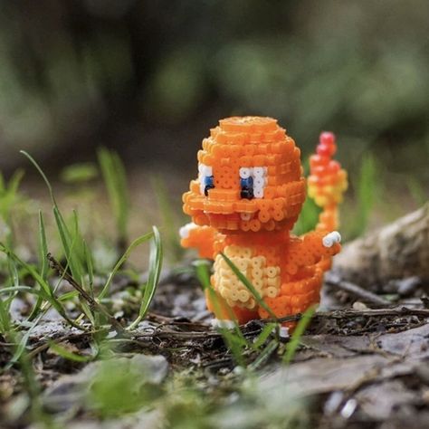 35 Pokémon Perler Bead Patterns, Designs and Ideas Charmander Perler Beads, Perler Bead Patterns 3d Easy Pokemon, Charmander Perler, Perler Bead Pokemon Patterns, Pokemon Ornaments, Hama Beads Pokemon, Diy Pokemon, Rayquaza Pokemon, 3d Pokemon