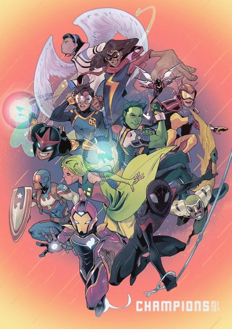 Champions Marvel, Next Avengers, Marvel Champions, Marvel Characters Art, Young Avengers, Marvel Fan Art, Marvel Spiderman Art, Ms Marvel, Marvel Vs