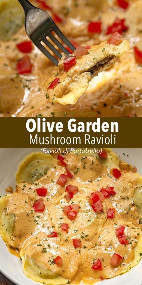 Olive Garden Ravioli Di Portobello Sauce, Mushroom Ravioli Olive Garden, Copycat Olive Garden Portabella Ravioli, Mushroom Sauce Ravioli, Copycat Olive Garden Mushroom Ravioli, Creamy Mushroom Ravioli Sauce, Mushroom Ravioli With Chicken, Olive Garden Mushroom Sauce Recipe, Light Ravioli Sauce