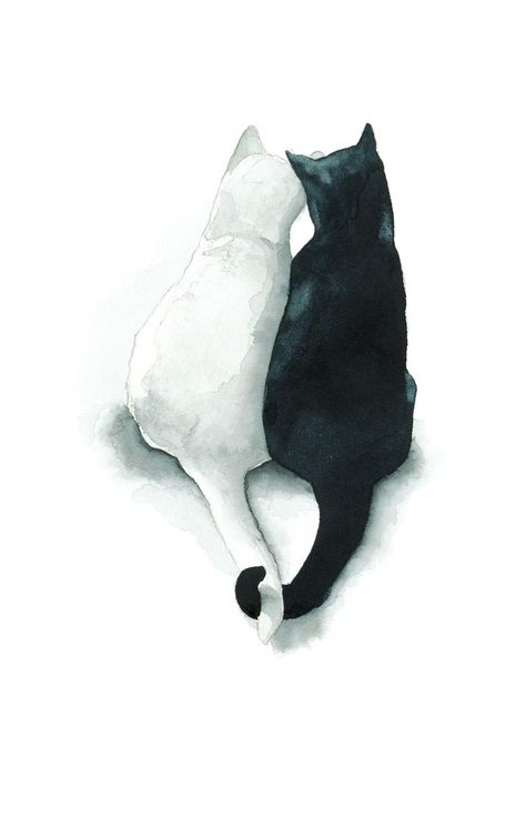 Barry Moser, Cat Talk, 강아지 그림, Image Chat, Black Cat Art, Cat Artwork, Watercolor Cat, White Cats, Cats Illustration