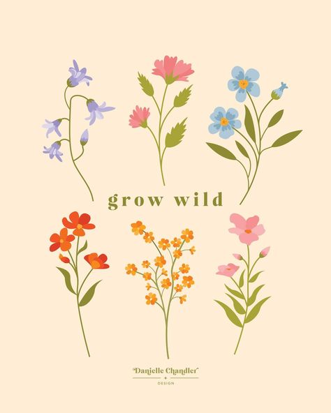 grow wild 🌼🌿🌷 Wild Flowers Drawing, Wild Flower Illustration, Wildflowers Drawing, Flowy Flowers, Wild Flower Art, Floral Sketches, Wildflower Drawing, Drawing Flowers, Hand Embroidery Videos