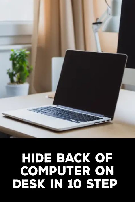 How to Hide Back of Computer on Desk Hide Computer Cords On Desk In Middle Of Room, Hide Back Of Computer Monitor, How To Hide Back Of Computer Monitor, Computer On Desk, Hide Computer Cords, Hide Electrical Cords, Hide Cords, Desk Cover, Creative Desks