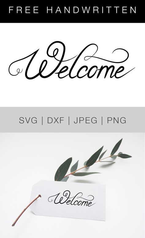 Welcome Fonts Lettering, Welcome Svg Free, Welcome Font, Apple House, Calligraphy Welcome, Cricut Patterns, Free Calligraphy, Welcome Svg, Cricut Templates