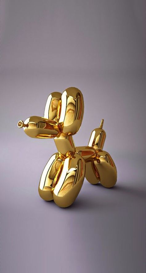 Jeff Koons Dog, Jeff Koons Art, Balloon Dog Sculpture, Jeff Koons, Gold Aesthetic, Dog Sculpture, Balloon Dog, Balloon Animals, Gold Balloons