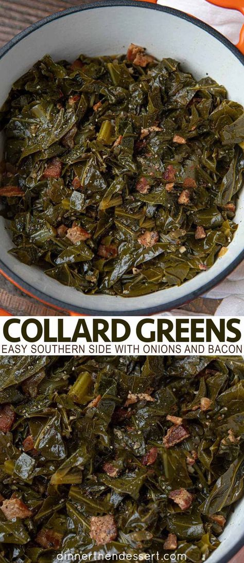 Easy Collard Greens, Cooking Collard Greens, Greens Recipe Soul Food, Collard Greens With Bacon, Braised Kale, Collard Greens Recipe, Collard Green, Dinner Then Dessert, Southern Recipes Soul Food