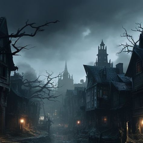 OnShock on Instagram: "The trail of life is a difficult one but a satisfying one" 19th Century Aesthetic Dark, 19th Century Gothic, Haunted Towns, Horror Literature, Fantasy Village, Dark And Mysterious, Fantasy Town, Dark Fantasy Artwork, Moonlit Sky