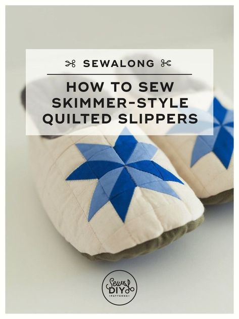 Sew your own slippers with this beginner friendly sewing pattern and video tutorial. This step by step video will show you how to sew the skimmer style slippers from the Quilted Slippers pattern by Sew DIY Patterns. Instant download pdf pattern includes sizes up to a US Men's 14, two views, a fully illustrated instruction booklet and video tutorials. Diy Stockings Pattern, Picnic Blanket Diy, Fabric Bracelets Diy, Zip Pouch Tutorial, Quilted Slippers, Patchwork Star, Pre Quilted Fabric, Diy Stockings, Diy Slippers