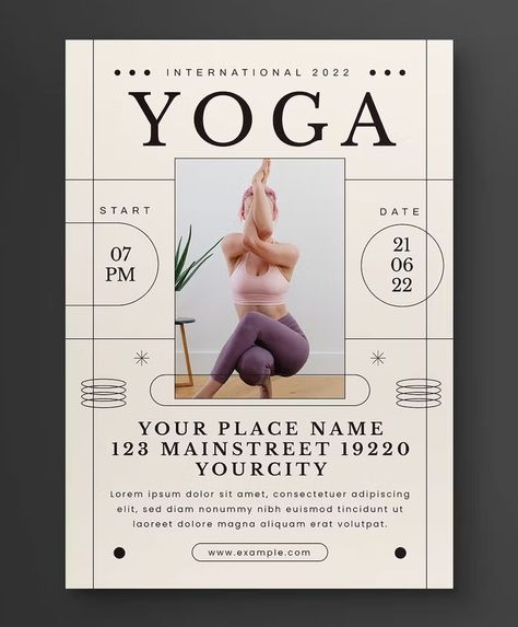 Simple Minimalist Yoga Day Flyer Template AI, PSD Yoga Poster Design, Class Poster Design, Yoga Flyer, Holistic Center, Fitness Branding, Advertising Flyers, Class Poster, Yoga Workshop, Yoga Branding