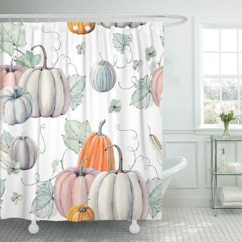 PRICES MAY VARY. SIZE: 72"W x 72"L, can be used for bathtubs, shower stall, or any bathroom. MATERIAL: 100% polyester fabric, water proof. Not see-through, protect your privacy always. Includes 12 plastic curtain hooks. FEATURE: Environmental friendly material, no odor, durable, healthy to your family. A great gift idea! Unique design, good choice for giving your bathroom a fresh look. The pattern is vivid and durable, it will not fade after even years use. EASY CARE: Dry cleaning or washing wit Fall Shower Curtain, Luxury Shower Curtain, Fall Bathroom Decor, Bathroom Curtain Set, Kids Bathroom Accessories, Fall Bathroom, Halloween Shower Curtain, Plastic Curtains, Fall Orange