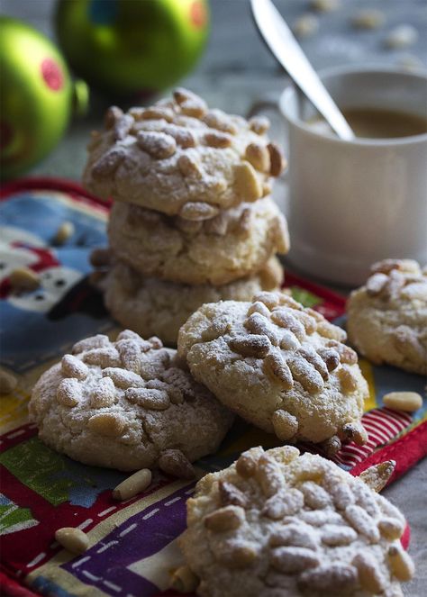 Lidia's Italian Pignoli Cookies - Just a Little Bit of Bacon Italy Cookies, Pignoli Cookies Recipe, Italian Christmas Cookie Recipes, Pignoli Cookies, Almond Crescent Cookies, Amaretti Cookies, Italian Christmas Cookies, Lidia Bastianich, Nut Cookies