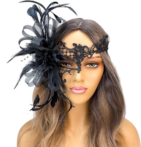 Amazon.com: Feather Lace Masquerade Mask for Women Phantom Mask Mardi Gras Feather Lace Masks Venetian Mardi Gras Burlesque Brocade Mask (Black) : Clothing, Shoes & Jewelry Women Masquerade Outfit, Venetian Masquerade Ball Dresses, Halloween Burlesque Costumes, Masquerade Party Outfit Women Black, Masquerade Prom Dress And Mask, Masquerade Ball Outfit Women, Masquerade Ball Outfit Ideas, Masquerade Outfit Ideas For Women, Masquerade Party Outfit Women