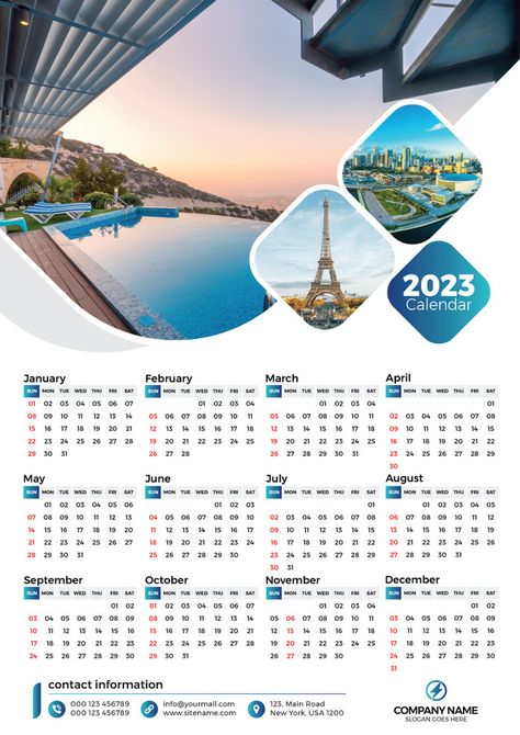 Year Calendar Design, Calendar Poster Design, Wall Calendar 2023, Wall Calendar Design, Book Cover Design Template, Photoshop Lessons, Calendar Design Template, Calendar Background, Calendar Vector