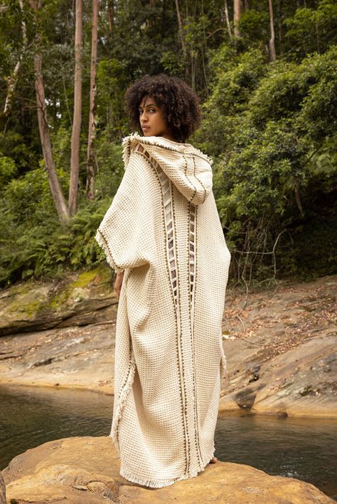 Festival Hooded Vest Robe, Gandalf Robe, Hooded Kimono, Gilet Kimono, Magic Ritual, Rustic Orange, Festival Pants, Mode Boho, Womens Kimono