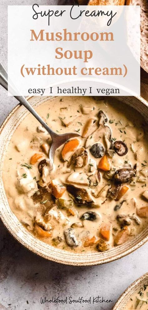 Low Fat Mushroom Soup, Mushroom Soup No Cream, Low Fat Soup Recipes, Mushroom Soup Gluten Free, Mushroom Soup Without Cream, Healthy Mushroom Soup, Soup Without Cream, Lentil Soups, Low Fat Soups