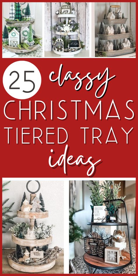 If you love decorating tiered tray but need some inspiration, keep reading! You’ll learn all the style tips for decorating tier trays for Christmas, what to put on them, plus gorgeous pictures to inspire your own! Keep scrolling for classy farmhouse-style Christmas tiered trays – lots of trendy neutral Christmas decor ideas! Christmas Decorations For A 3 Tier Tray, Christmas Decor Ideas For Trays, Three Tier Christmas Display, Two Teir Tray Christmas Decor, 3 Tier Christmas Centerpieces, How To Decorate A Tiered Tray For Christmas, Farmhouse Christmas Tray Decor Ideas, Tired Tray Decor Christmas, Christmas Countertop Decor Farmhouse