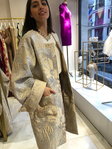 HUVAJDESIGN - Etsy South Africa Brocade Coats For Women, Raw Silk Jackets For Women, Jakard Coat, Long Brocade Jacket, Brocade Suit Design, Modern Kimono Fashion Outfits, Stylish Jackets Women, Off Shoulder Jacket, Long Jacket Dresses