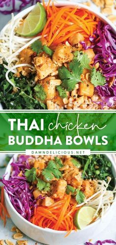 Nutritious Bowls, Chicken Buddha Bowls, Simple Peanut Sauce, Chicken Buddha Bowl, Bowls Healthy, Buddha Bowls Recipe, Healthy Bowls Recipes, Buddha Bowls, Healthy Bowls