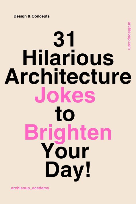 Lighten up your day with some architecture humor! From puns to clever jokes, we've rounded up the best to bring a smile to your face. Enjoy these 31 architecture-themed jokes and don't forget to share your favorites in the comments! 🏛️😂 #ArchitectureHumor #ArchitectPuns #DesignLaughs Funny Architectural Memes, Architect Jokes, Architect Humor, Architecture Jokes, Construction Jokes, Architecture Humor, Architect Quotes, Design Concept Architecture, Clever Jokes