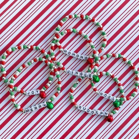 Christmas Bracelet Holiday Jingle Bracelets Jingle Bell - Etsy Christmas Word Bracelets, New Year Bracelet, New Years Bracelet Ideas, Disney Themed Clay Bracelets, New Years Bracelets, Christmas Bracelets Beaded, Christmas Bracelet Ideas, Bell Bracelet, Colorful Packaging